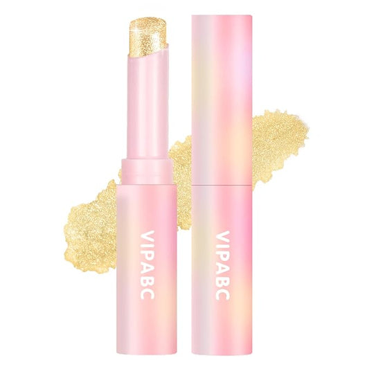 Crystal Jelly Glaze Eyeshadow Stick: Long Lasting Glitter Eye Shadow - Lightweight Highlighter Stick - Shimmering Skin Makeup for Eye, Body, Lip and Leg (04 Golden Girl)