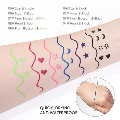 evpct 1Pcs Black Colored Winged Eyeliners Stamp, Black Flowers Face Stamps Makeup Eyeliner Eye Stamp Liners Tool Set Kit for Women Waterproof, Wing Eyeliner Stamp Figures Tool Wingliner Shapes, 03#