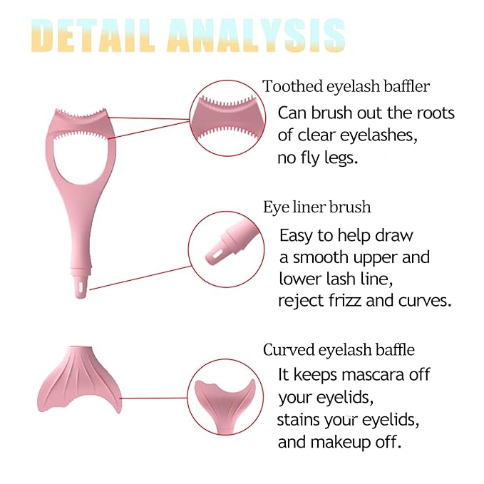 SHANPIN Silicone Winged Eyeliner Stencil Makeup, Mermaid Mascara Guard Upper Lower Eye Eyeliner Tape Lash Mascara Guard Applicator Eyelash Comb Cosmetic Tool, Reusable Makeup Eyelash Tool, Detachable