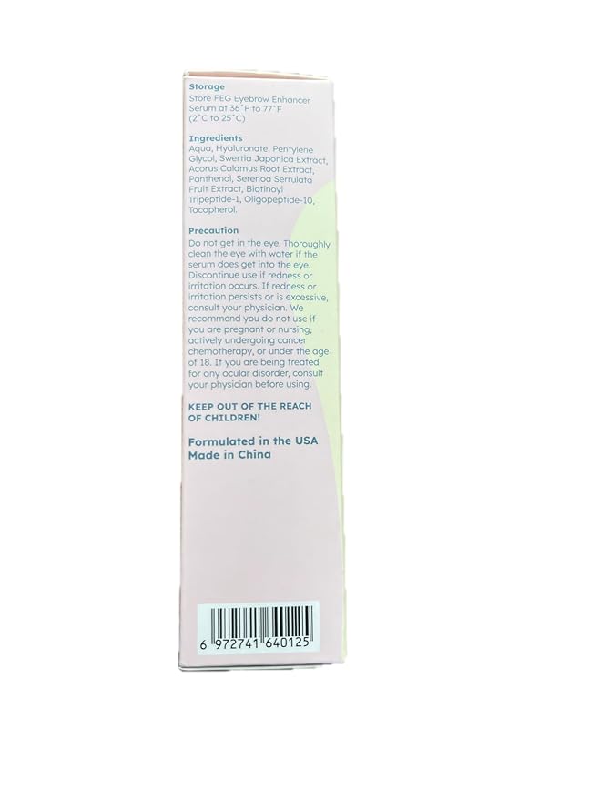FEG Eyebrow Enhancer Growth Serum for Thicker Brows | Natural Brow Enhancing Serum for Growing and Thickening Eyebrows | Stimulates Natural Growth | 3ml | Single Pack