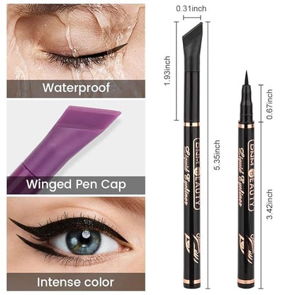 evpct 6Pcs Black Blue Violet Nordic Purple White Red Brown Liquid Wing Eyeliner Stamp Eye Pencil Makeup Color