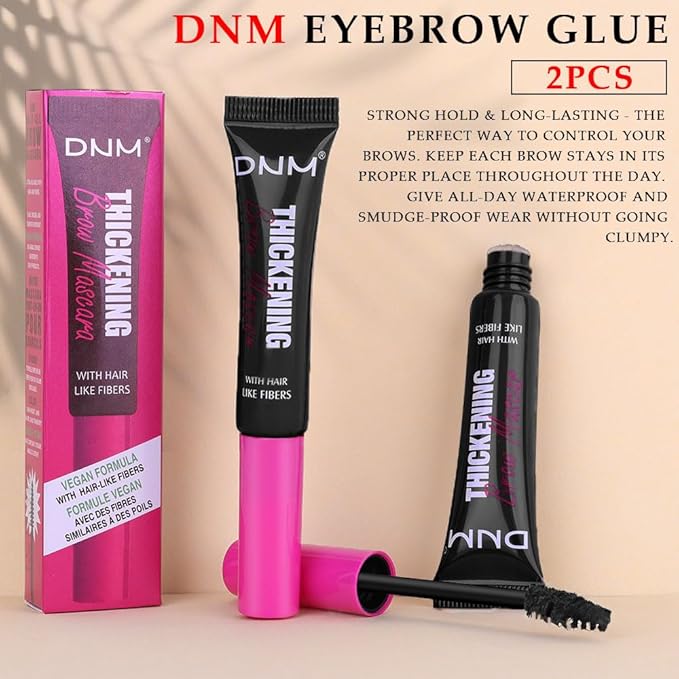 Tinted Thickening Brow Mascara,Brow Fast Sculpt,Waterproof, Transfer-proof, Brush to Fill in Eyebrows and Cover Gray Hairs - Cruelty Free - Light Medium Brown (2pcs 08 Black)