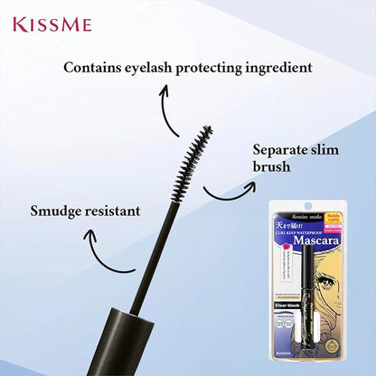 HEROINE MAKE by KISSME Curl Keep Mascara Base, Waterproof, Long-Lasting Clear Primer for Enhanced Lash Curl and Definition, White Essence Formula, 0.21 fl oz