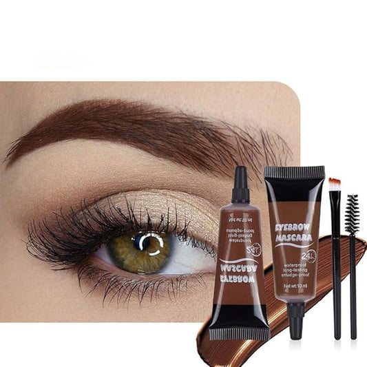 Tinted Thickening Eyebrow Mascara with Two Eyebrow Brushes,Brow Fast Sculpt,Waterproof,Transfer-proof,Eyebrow Tinting Kit- Cruelty Free - Light Medium Brown (2 Pack) (02 Reddish Brown)