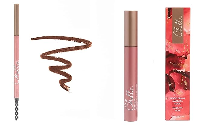 Chella Good Drama Vegan Mascara and Eyebrow Pencil Bundle, Awesome Auburn
