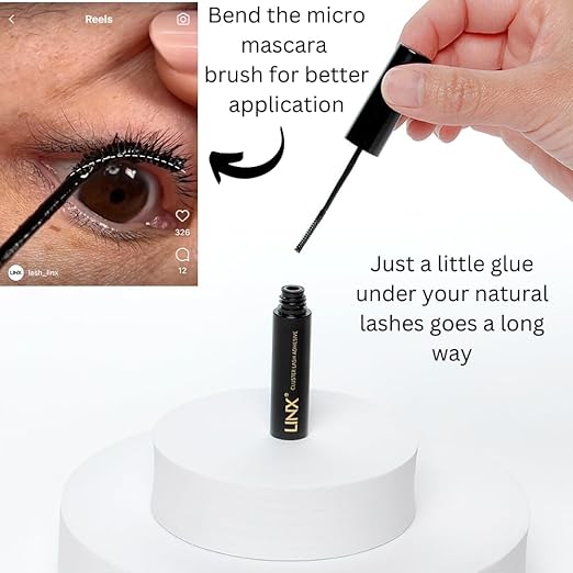 LINX Lash Glue Segmented DIY False Eyelash Cluster Adhesive Latex-Free Mirco Mascara Wand (Black)