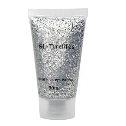 GL-Turelifes 30ml Sequins Chunky Glitter Liquid Eyeshadow Gel Festival Cosmetic Face Hair Nails Makeup Long Lasting Sparkling Easy to Apply, Easy to Remove (#06 Sliver)