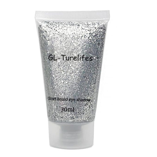 GL-Turelifes 30ml Sequins Chunky Glitter Liquid Eyeshadow Gel Festival Cosmetic Face Hair Nails Makeup Long Lasting Sparkling Easy to Apply, Easy to Remove (#06 Sliver)