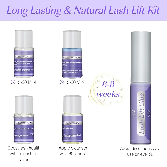 Lash Lift Kit Perm Kit - LZM Eye Lash Lifting Kit, Brow Lamination Kit, Easy to Apply and Long Lasting Finish Eyebrow & Eyelash Lamination, Suitable for Salon & at Home