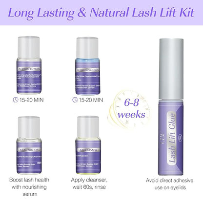 Lash Lift Kit Perm Kit - LZM Eye Lash Lifting Kit, Brow Lamination Kit, Easy to Apply and Long Lasting Finish Eyebrow & Eyelash Lamination, Suitable for Salon & at Home