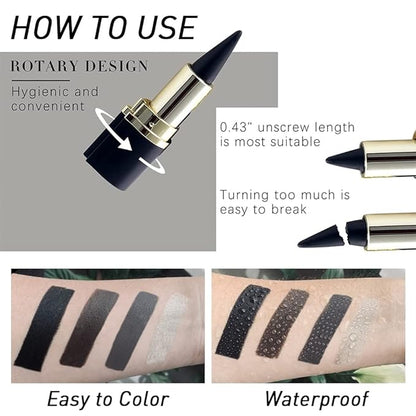 Kaely 4Pcs Black Brown Silver Gray Gel Eyeliner Pencil, Waterline Eyeliner for Older Women 60 Plus, Crayon Eye Liner Waterproof Smudge Proof, Smoky Eyeshadow Palette Halloween Makeup, lapiz de ojos
