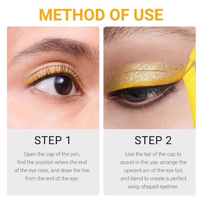 evpct 2Pcs Yellow Green Liquid Wing Eyeliner Stamp Eye Pencil Makeup Sets Waterproof Colored Color Eye Liners Stamps Shapes delineador de ojos contra el agua delineadores de colores para ojos 04&05
