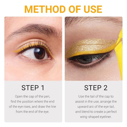 evpct 2Pcs Yellow Green Liquid Wing Eyeliner Stamp Eye Pencil Makeup Sets Waterproof Colored Color Eye Liners Stamps Shapes delineador de ojos contra el agua delineadores de colores para ojos 04&05