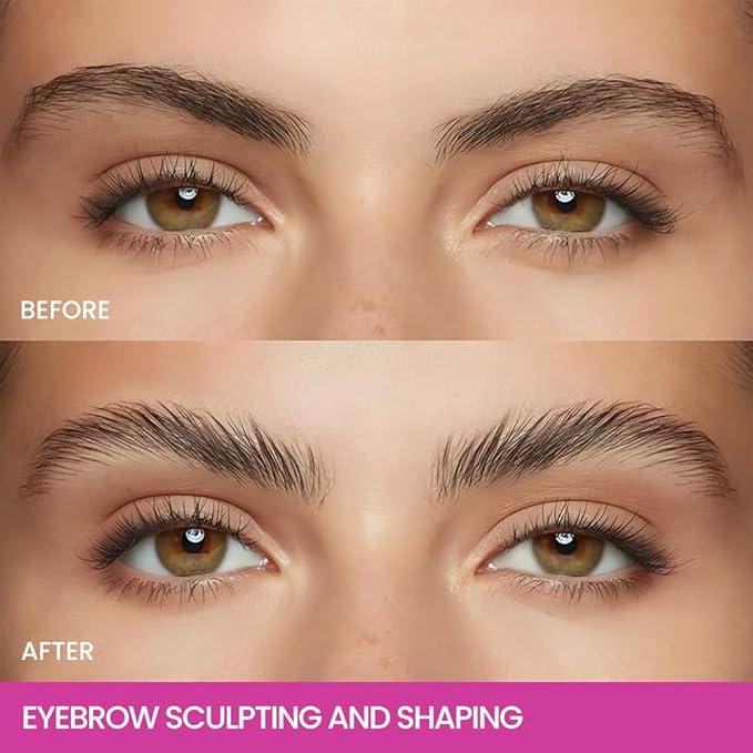 Tinted Thickening Mascara Brow, Shaping Makeup Gel,Waterproof, Transfer-proof, Brush to Fill in Eyebrows and Cover Gray Hairs - Cruelty Free (B-2Pcs 01 Transparent, B)