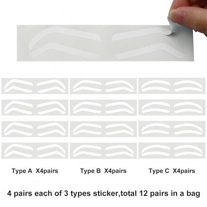 2 Bags Airbrush Eyebrow Design Stickers Stencils, Disposable Semi-permanent Auxiliary Stickers, Airbrush Brow Shaping Mapping Guide Tape Air Brush Templates for Tinting Makeup (D Type -2Bags- 24Pairs)