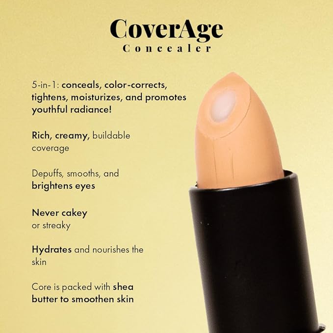 Jerome Alexander CoverAge Concealer Stick - Anti-Aging Under Eye + Skincare - Brighten Dark Circles, Hydrate, Nourish (Medium, CoverAge Concealer Stick)