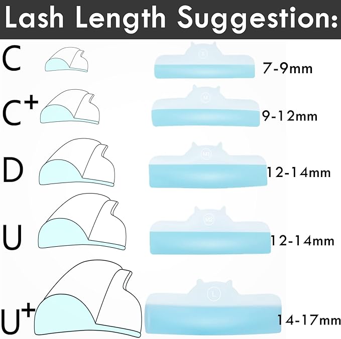 Lash Lift Pad, Eyelash Perming Rod, Soft Lash Lamination Curler Shield Mega L curl, 5 Size Pads Fit All Eyes and Lashes, Give Eyelashes Super Curl Never Pops Off Eyes -100 Applications