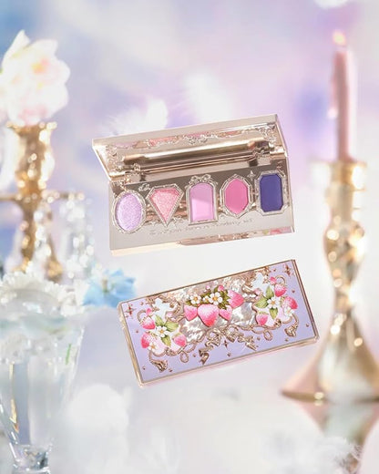 Flower Knows Violet Strawberry Rococo Eyeshadow Palette - 3 Matte+2 Shimmer Purple Shades,Long-lasting,Easy-to-apply & Highly Pigmented Eye Shadow(G01 Starmoon Strawberryl,0.37 Oz)