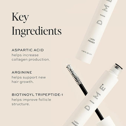 DIME Beauty Lash Primer, Eyelash Primer for Added Mascara Volume and Length, White Prime and Growth Serum, 8 g / 0.28 oz