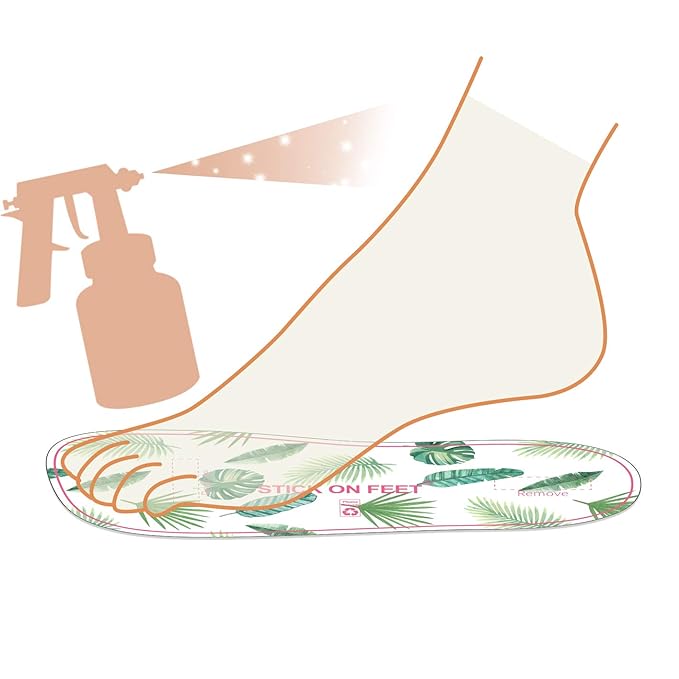 60 Pairs(120feets) Disposable Stick on Feet Pads for Sunless Airbrush Spray Tanning Palm Leaf Pattern From Fashionable Design