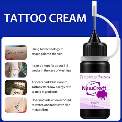 Temporary Tattoo Kit, Makeup Inks, Freckles Gel for Art Markers, 102 Patterns Fake Tattoos stencils DIY for Men Women - 3 Bottles (Brown)
