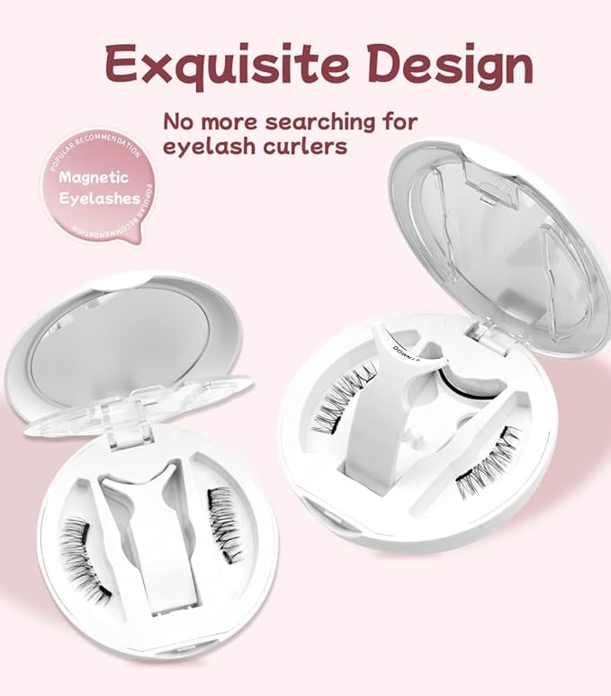 Magnetic Eyelashes,Magnetic Eyelashes with Applicator,New Integrated Box Design,No Glue or Liquid Eyeliner Needed,Magnetic Eyelashes with 2 in 1 Eyelashes Box (Natural Style)