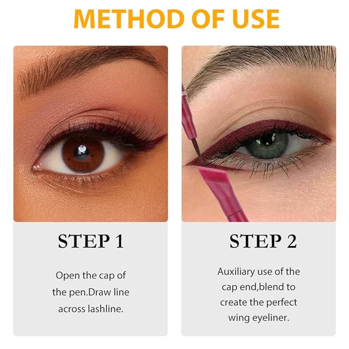 evpct 2Pcs Brown Red Brown Liquid Wing Eyeliner Stamp Eye Pencil Makeup Sets Waterproof Colored Color Eye Liners Stamps Shapes delineador de ojos contra el agua delineadores de colores para ojos 11&12
