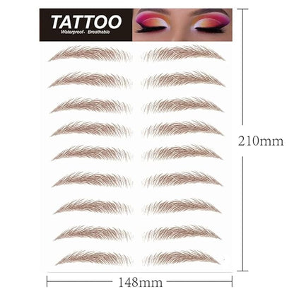 40 Pairs 6D Hair-Like Eyebrow Stickers Waterproof Natural Fake Tattoo Eyebrows Transfers Temporary Brow Tattoo Peel Off Grooming Shaping Sticker for Woman Makeup Tool