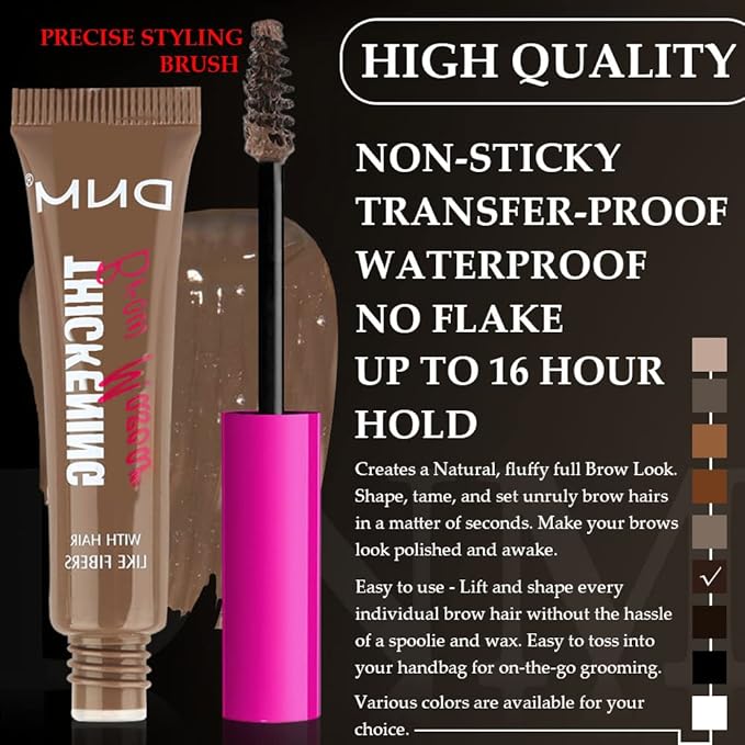 Tinted Thickening Brow Mascara,Brow Fast Sculpt,Waterproof, Transfer-proof, Brush to Fill in Eyebrows and Cover Gray Hairs - Cruelty Free - Light Medium Brown (2pcs 06 Brunette)