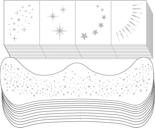 20 Sheets Glitter Freckles Face Tattoo Silver Glitter Freckles Temporary Face Tattoos Makeup Patches,Face Glitter Patches,Face Glitter Freckles Tattoos for Women