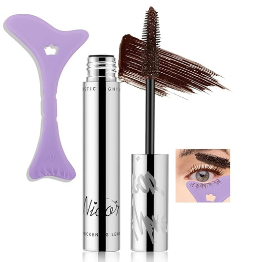 Waterproof Mascara, Black Volume and Length Lashes, Long Lasting No-Smudging Curl Mascara, Thick Mascara with Eye Makeup Aid Tool, False Lash Effect