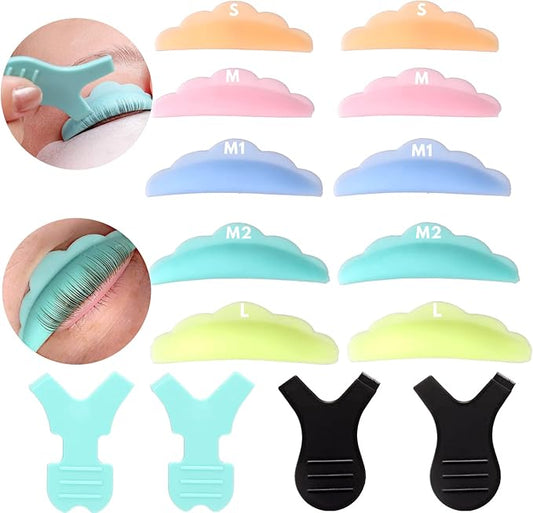 Lash Lift Pads,DIY Eyelash Lift Pads,Eyealsh Perm Rods,Lash Lifting at Home 10 Pcs Eyelash Curler Pads 5 Size SMM1M2L Reusable Soft Silicone Shields (Colorful-Lift Pads(5pair))