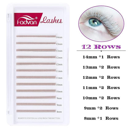 Volume Eyelash Extensions White Lashes D Curl Colored Lash Extensions Thickness 0.07mm Mixed Tray 8-14mm Easy Fan Colored Lashes Professional Use by FADVAN (white-D, 8-14mm)