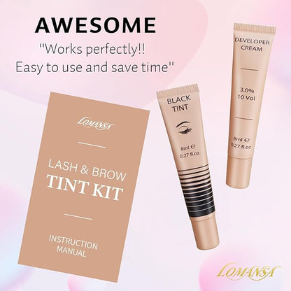 Lash Color Kit Eyelash Color Set Natural Black Brow Color Effects Lasts up to 4 Weeks Voluminous Keratin Fast Coloring for Newbies & Pros