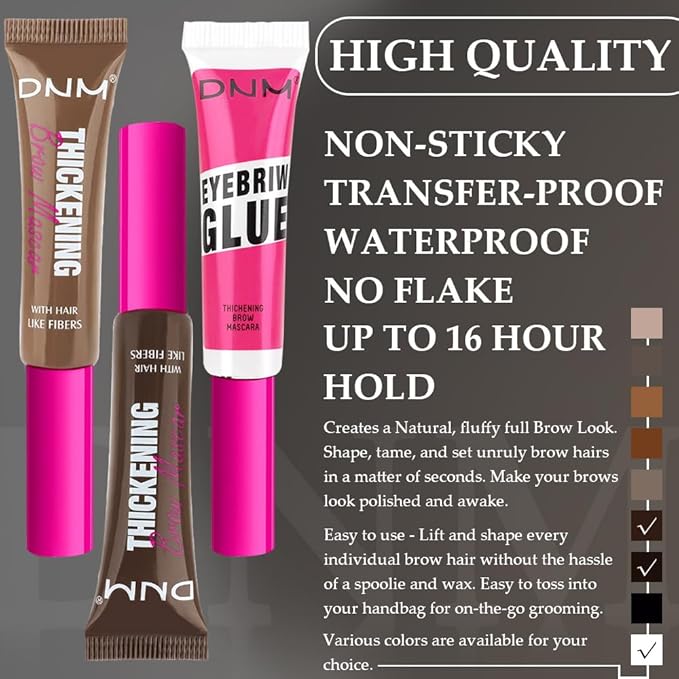 Tinted Thickening Brow Mascara,Brow Fast Sculpt,Waterproof, Transfer-proof, Brush to Fill in Eyebrows and Cover Gray Hairs - Cruelty Free (3pcs 06 Brunette &07 Espresso &09 transparent)
