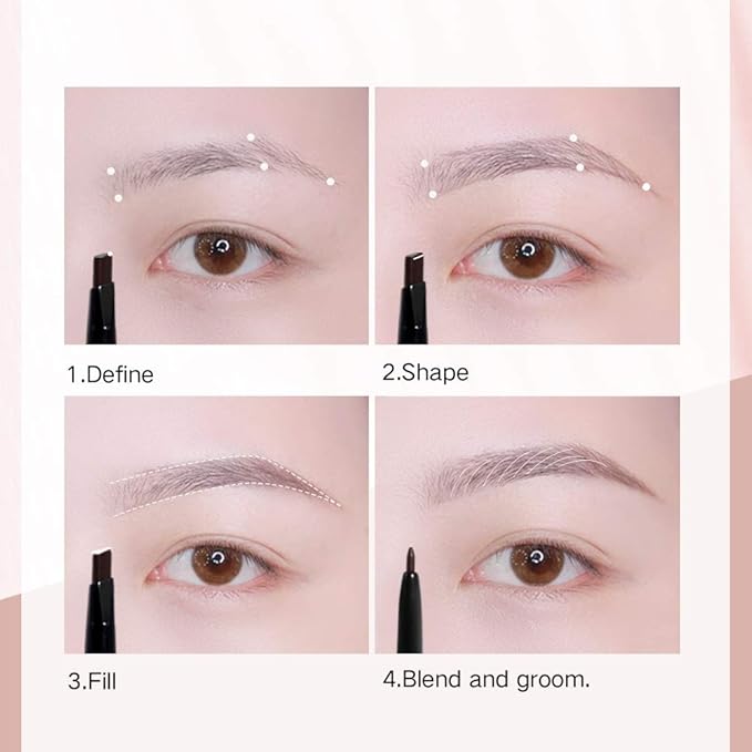Eyebrow Pencil - Khaki Coffee Dual Ended Brow Pen & Eyebrow Wax Pen, Waterproof Smudge Proof Long Lasting Eyebrow Pen, Eyebrow Waxing Shaping Clear Eye Makeup Kit