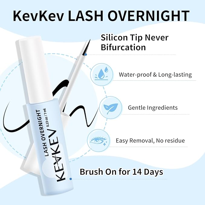KevKev Overnight Lash Sealer Lash Cluster Seal Lash Sealant for DIY Eyelash Extensions Silicone Brush Cluster Lash Seal Extend Lash Wear Up to 14 Days Easy to Remove 7ml Black