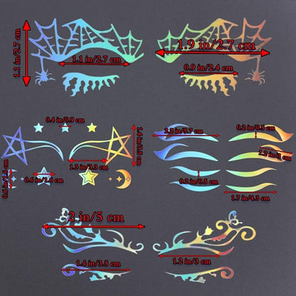 Uranian Holographic Eyeliner Stickers Temporary Self-adhesive Eyeshadow Sticker for Women Girls Spider Web Stars Eyelid Tape Wing Eye Makeup Stickers for Halloween Carnival Club Festival Party (Set 1)