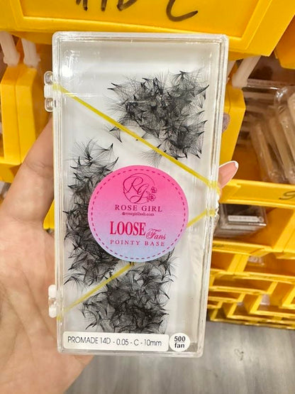 Loose Promade Fans - Natural Look Handmade Volume Eyelashes From 3D To 16D - C CC D DD Curl - False Lashes Extensions - Thickness 0.03~0.1 mm - 8~20 mm Length (14D-0.03-CC (14mm))
