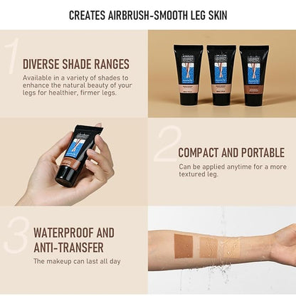 MAEPEOR 3 Colors Body Bronzers Waterproof No Transfer Flawless Looking Leg Makeup Light Leg and Body Scar Cover up Makeup/Tattoo Cover Up (30ML,02 Medium Golw）