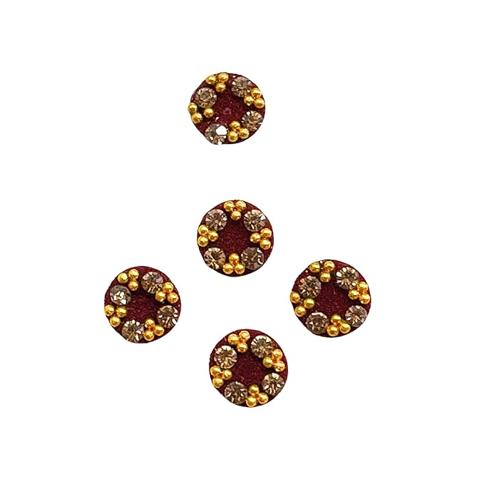 Bindi with stone border Indian Crafts Bindi for women Face Jewels Diamond Cut Bindi Indian Round Bindi Women Bollywood Party Forehead Face Sticker Stone Bindi