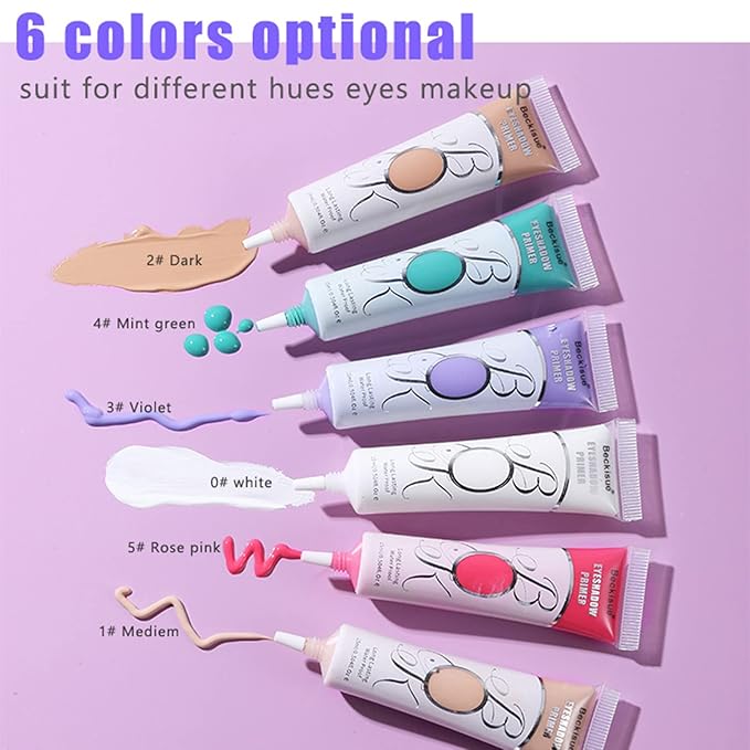 MAEPEOR Matte Eyeshadow Primer 6 Colors Prevent Oily Lids and Creasing Eye Primer Base Long-lasting Waterproof & Smudgeproof Eye Base Makeup for All Shadows (4 Mint Green)
