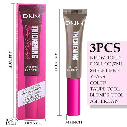 Tinted Thickening Brow Mascara,Brow Fast Sculpt,Waterproof, Transfer-proof, Brush to Fill in Eyebrows and Cover Gray Hairs - Cruelty Free (3pcs 01 Taupe &02 Cool Blonde &05 Cool Ash Brown)