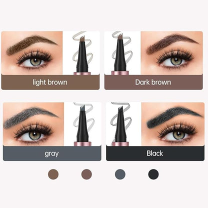 Magic Eyebrow Pencil Waterproof Microblading Eyebrow Pencil Contouring Pen, 4 Tip Microblade Eyebrow Pen Natural Brows Pen for Women (Dark Brown)