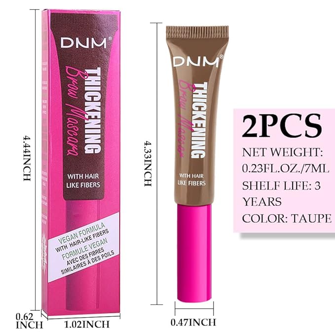 Tinted Thickening Brow Mascara,Brow Fast Sculpt,Waterproof, Transfer-proof, Brush to Fill in Eyebrows and Cover Gray Hairs - Cruelty Free - Light Medium Brown (2pcs 06 Brunette)