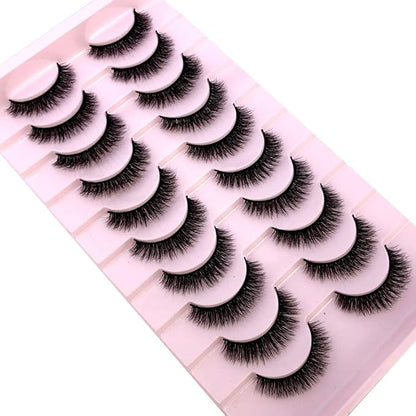 HBZGTLAD Soft Mink Eyelashes 3D Curl Winged End Eye Elongated Fake Lashes Thick Handmade Natural False Eyelash Messy Cross Lash Wholesale (FT-02)