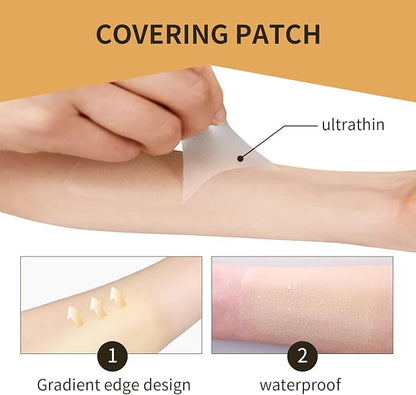 Tattoo Cover Up,Scar Cover Stickers Tape,Waterproof Ultra Thin Patch Pads Concealer Body Leg Bruise Stretch Scar Dark Spots Vitiligo Skin Makeup,Long Lasting Invisible Tattoo Flaw Conceal Patch - 6PCS