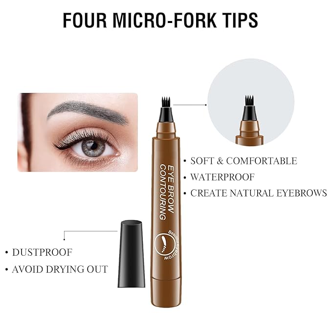 5PCS Magic Eyebrow Pencil, Microblading Eyebrow Pencil Contouring Pen, 4 Tipped Precise Brow Pen, Fine Stroke Microblading Eyebrow Pencil Natural
