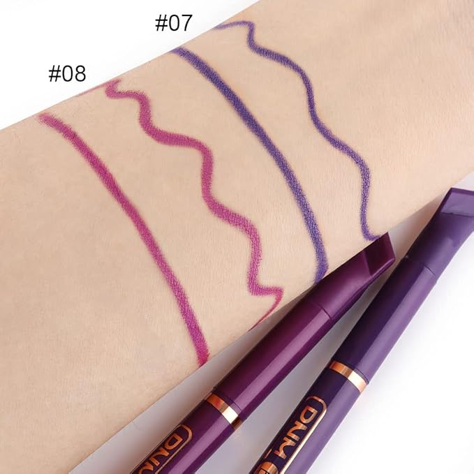 evpct 2Pcs Blue Violet Nordic Purple Liquid Wing Eyeliner Stamp Eye Pencil Set Waterproof Colored Color Eye Liners Stamps Shapes delineador de ojos contra el agua delineadores de colores para ojos 7&8
