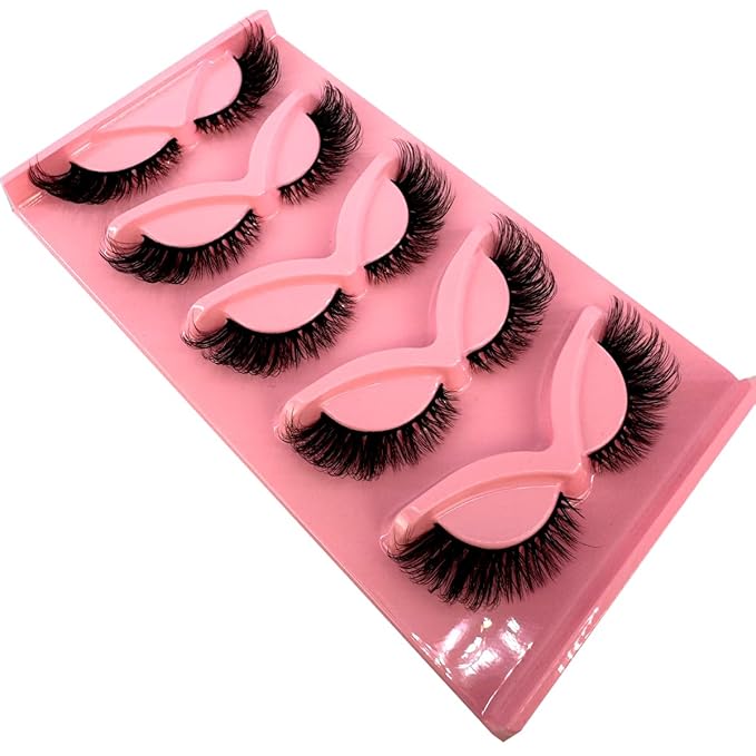 HBZGTLAD New 3D Cat-Eye Mink Eyelashes Curled Winged Natural Realistic Messy End Eye Elongated Thick False Eyelashes Soft Fake Eyelashes (V12)